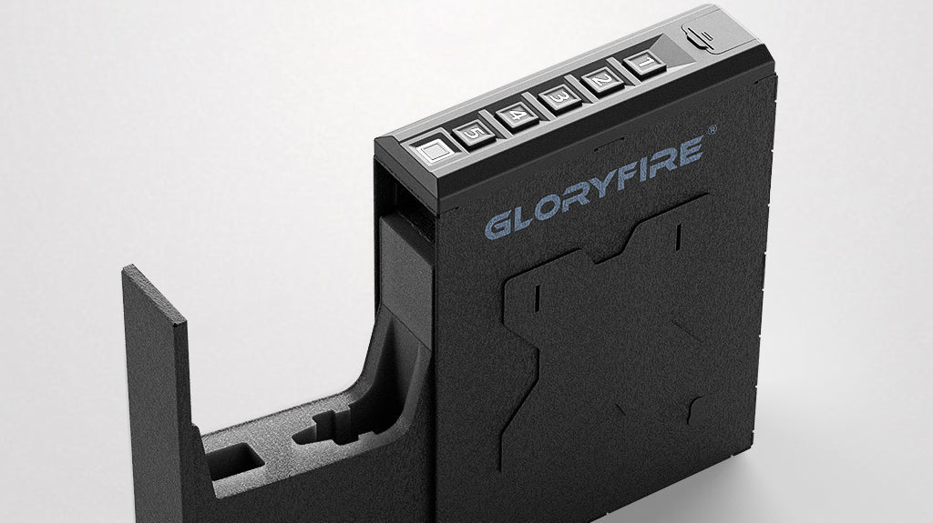 GLORYFIRE Biometric Gun Safe Bedside Wall Mounted Handgun Safe Elite