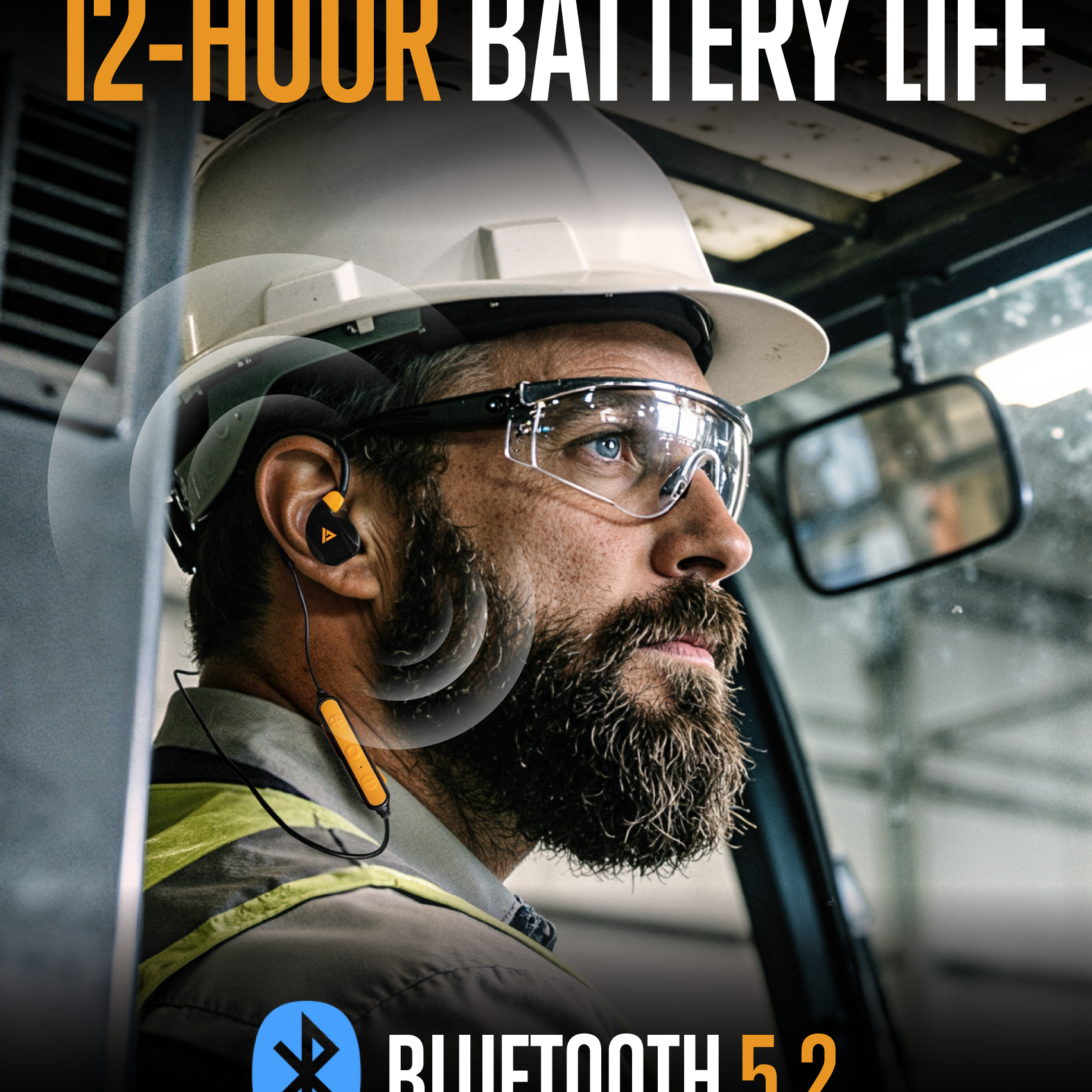 "GLORYFIRE Bluetooth Neckband Earpiece for Construction - 26 NRR Noise Reduction, 3 Modes, 12-Hour Battery, Clear Voice Pickup, ANSI & Bluetooth Certified" GLORYFIRE®