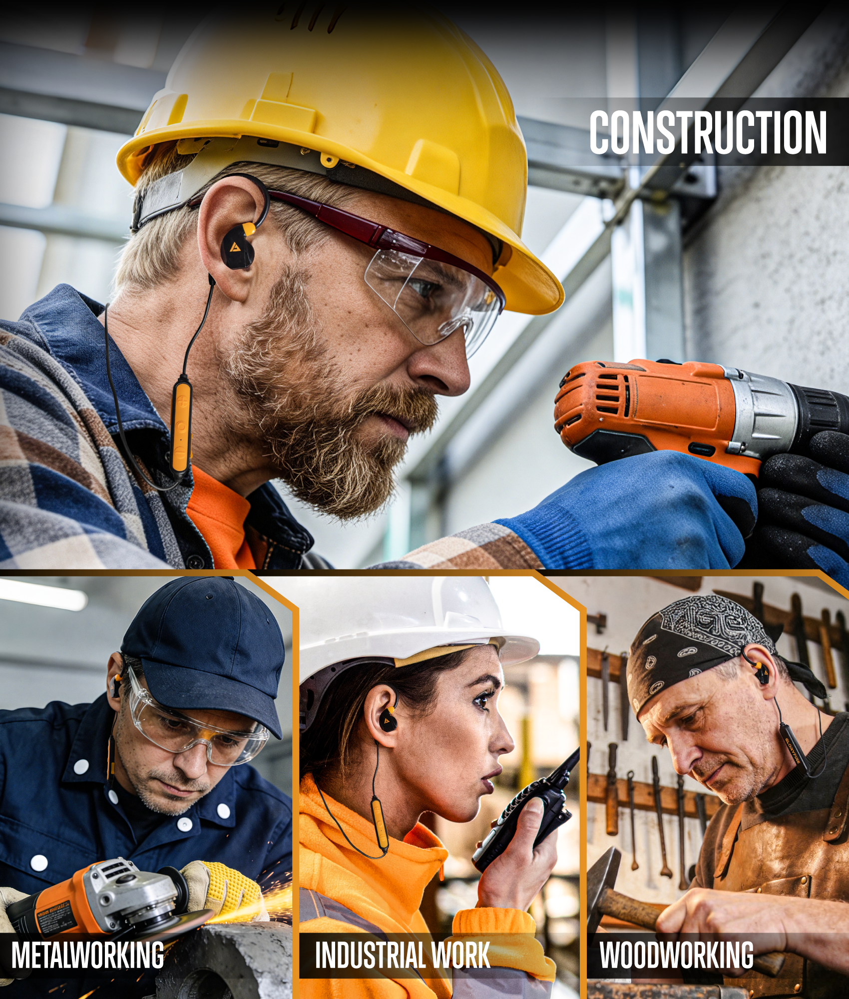 "GLORYFIRE Bluetooth Neckband Earpiece for Construction - 26 NRR Noise Reduction, 3 Modes, 12-Hour Battery, Clear Voice Pickup, ANSI & Bluetooth Certified" GLORYFIRE®