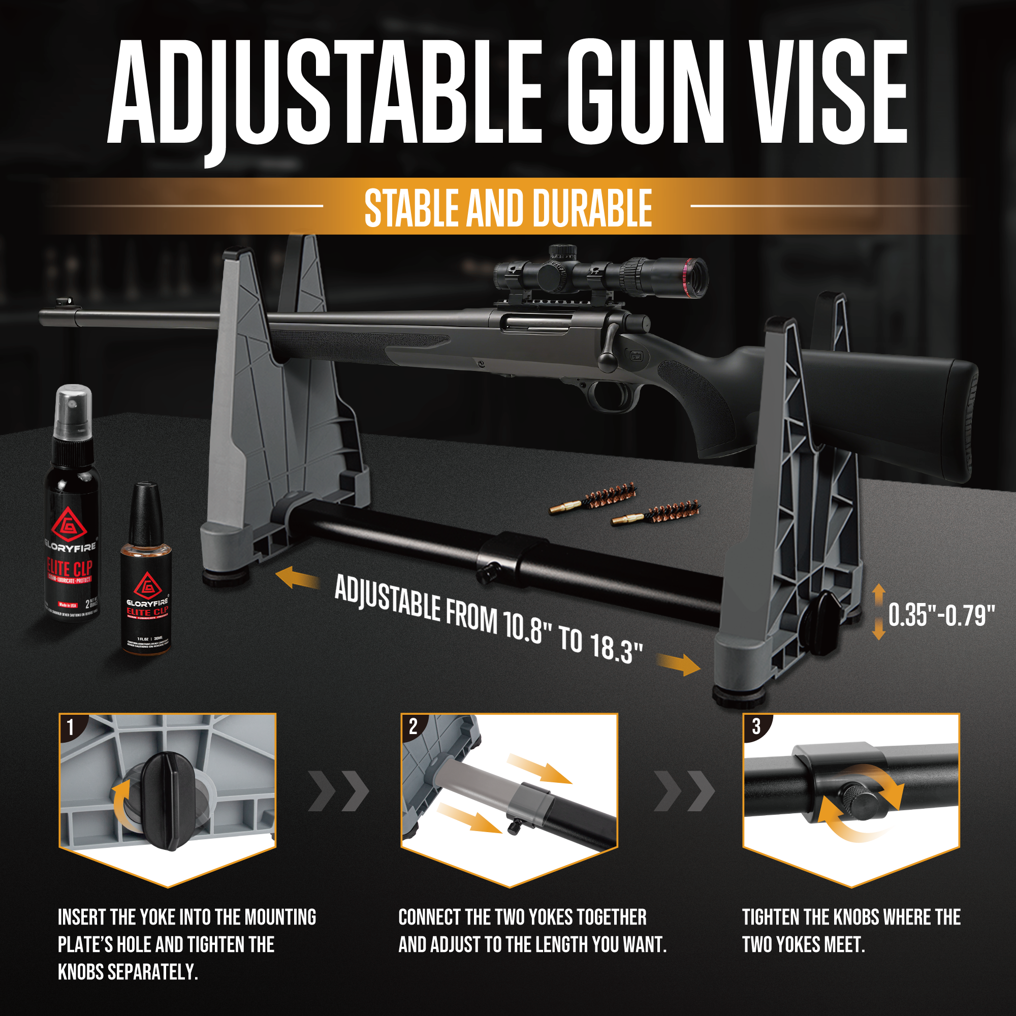 GLORYFIRE Adjustable Stand Deluxe Universal Gun Cleaning Kit GLORYFIRE®