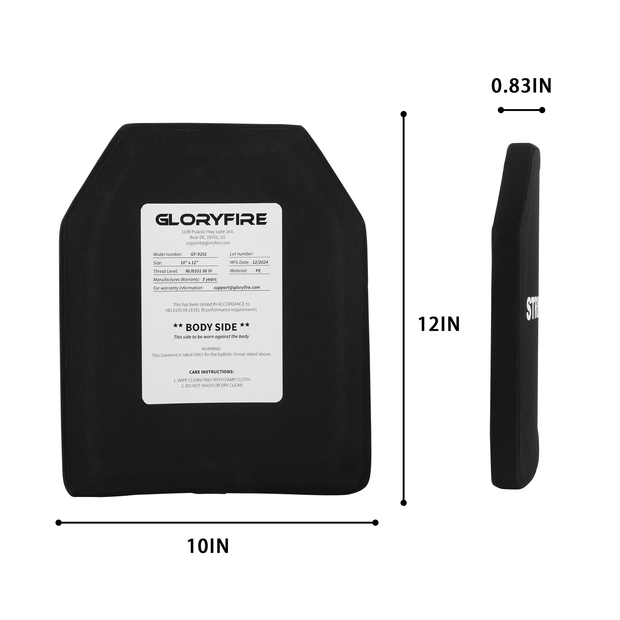 GLORYFIRE Level III body Armor Plate 10 x 12 Inch GLORYFIRE®