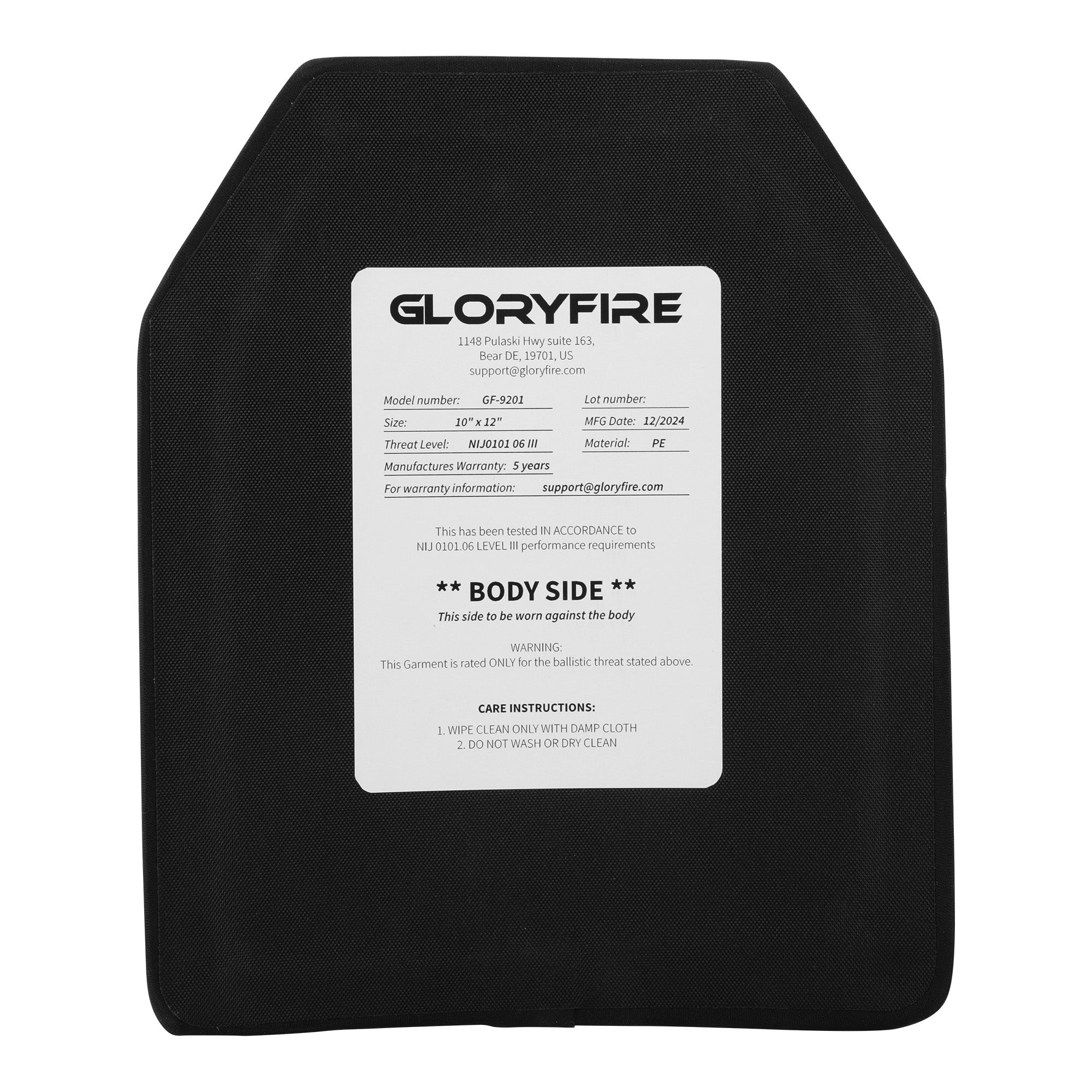GLORYFIRE Level III body Armor Plate 10 x 12 Inch GLORYFIRE®