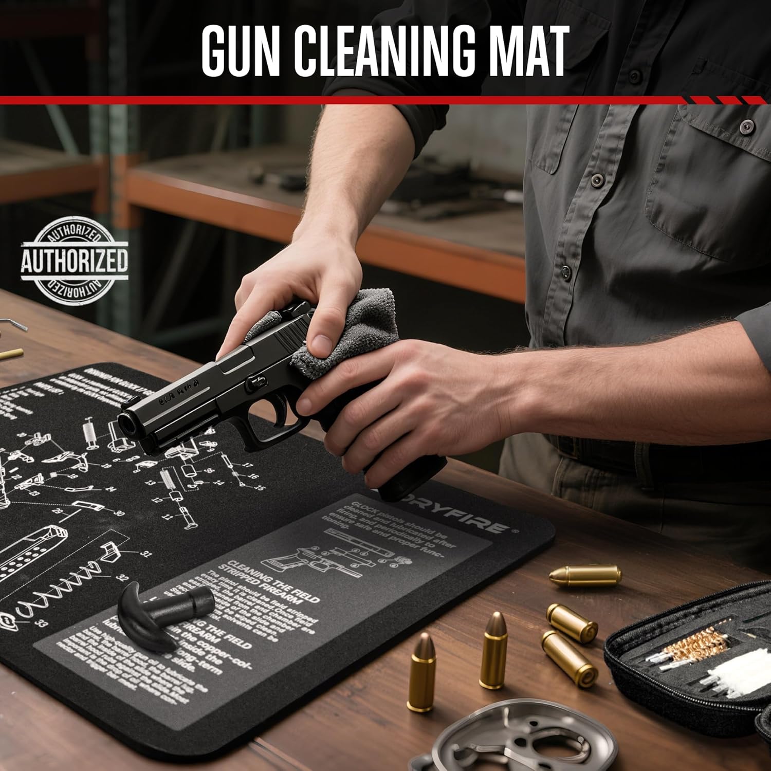 GLORYFIRE Universal Gun Cleaning Kit Fits .22 .357/9mm .38 .40 .45 Cal Handguns & Pistols Compact Carrying Case for Portability Multiple Styles with Brass or Plastic Jags & Tips for Shooting and Range GLORYFIRE®