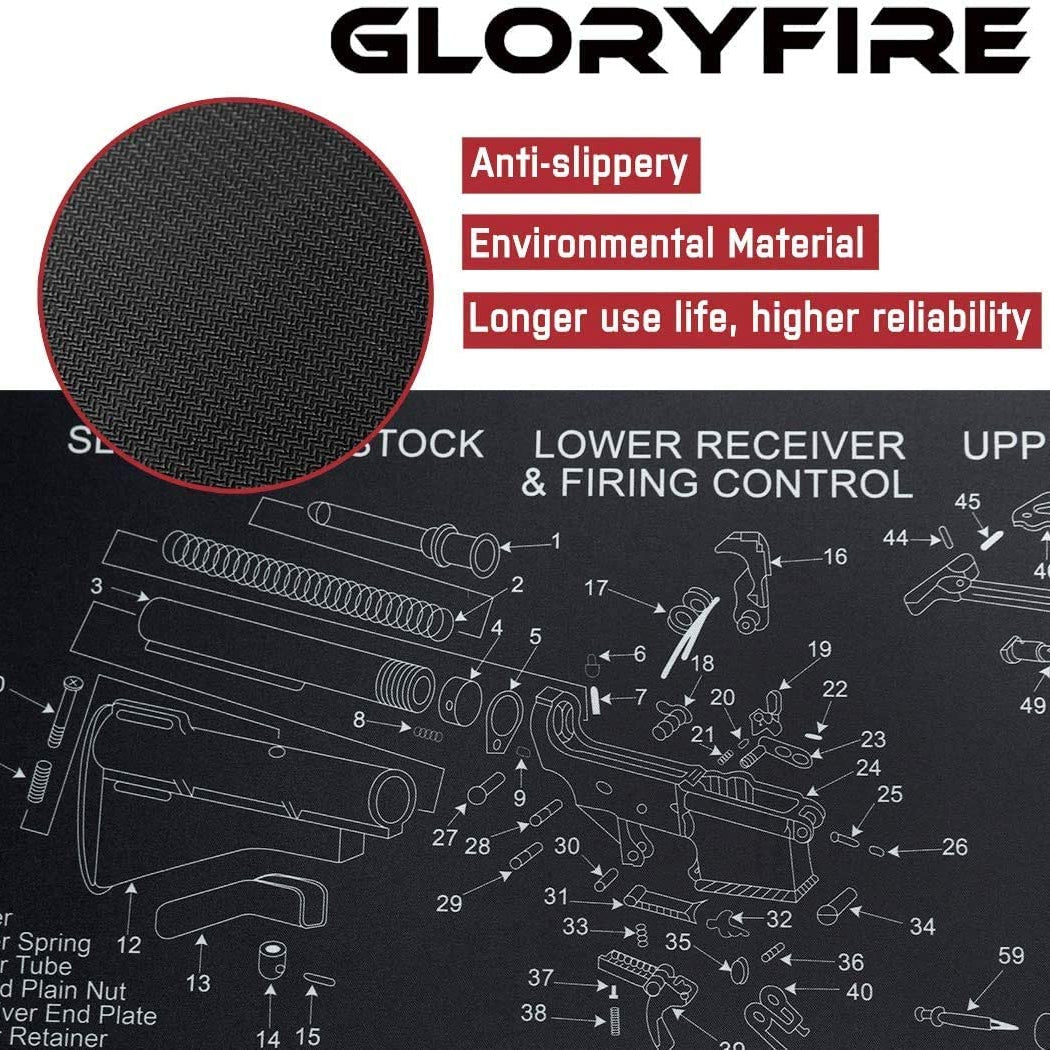 GLORYFIRE Gun Mat Gun Cleaning Mat Double Thickness Cleaning Mat Sized 12"x36" inches for Handgun Shotgun Rifle Cleaning GLORYFIRE®