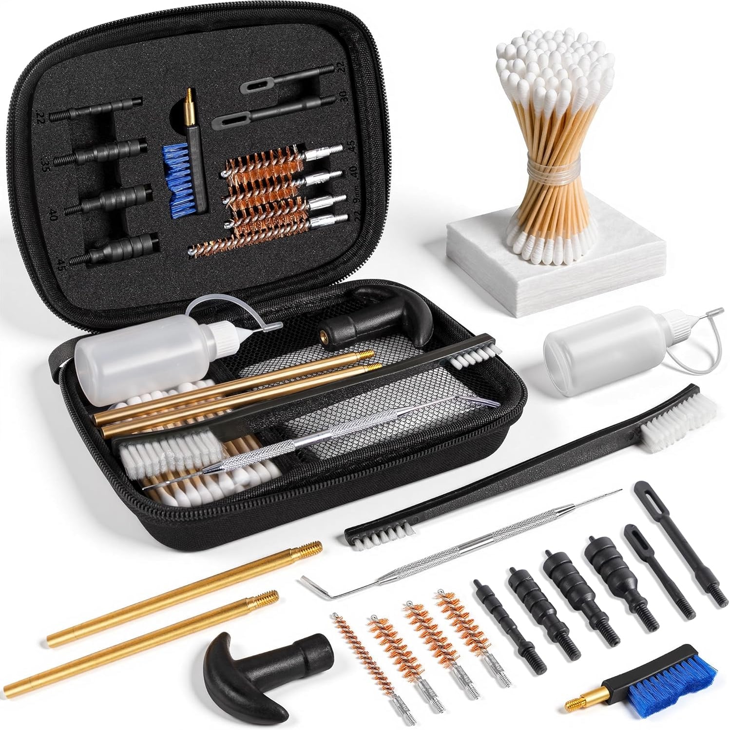 GLORYFIRE Universal Gun Cleaning Kit Fits .22 .357/9mm .38 .40 .45 Cal Handguns & Pistols Compact Carrying Case for Portability Multiple Styles with Brass or Plastic Jags & Tips for Shooting and Range GLORYFIRE®