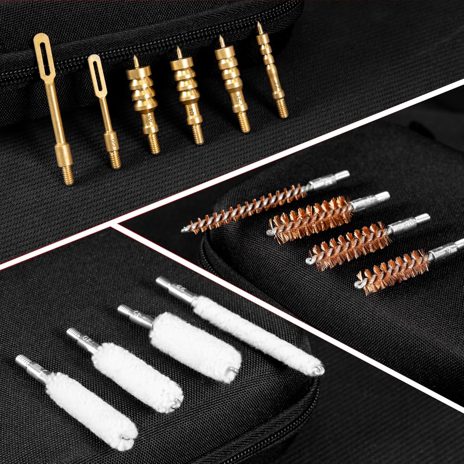 GLORYFIRE Universal Gun Cleaning Kit Fits .22 .357/9mm .38 .40 .45 Cal Handguns & Pistols Compact Carrying Case for Portability Multiple Styles with Brass or Plastic Jags & Tips for Shooting and Range GLORYFIRE®