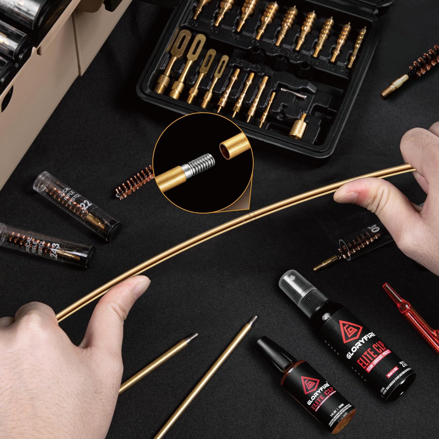 GLORYFIRE Adjustable Stand Deluxe Universal Gun Cleaning Kit - Highly Effective Cleaning Solutions for Hunting and Shooting GLORYFIRE®