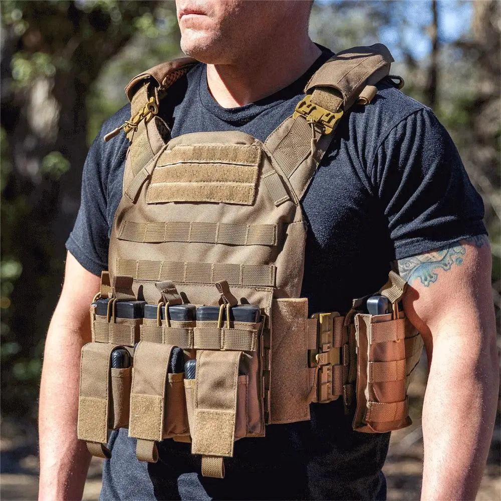 GLORYFIRE Plate Carrier Adjustable Tactical Vest Quick Release Coyote GLORYFIRE®