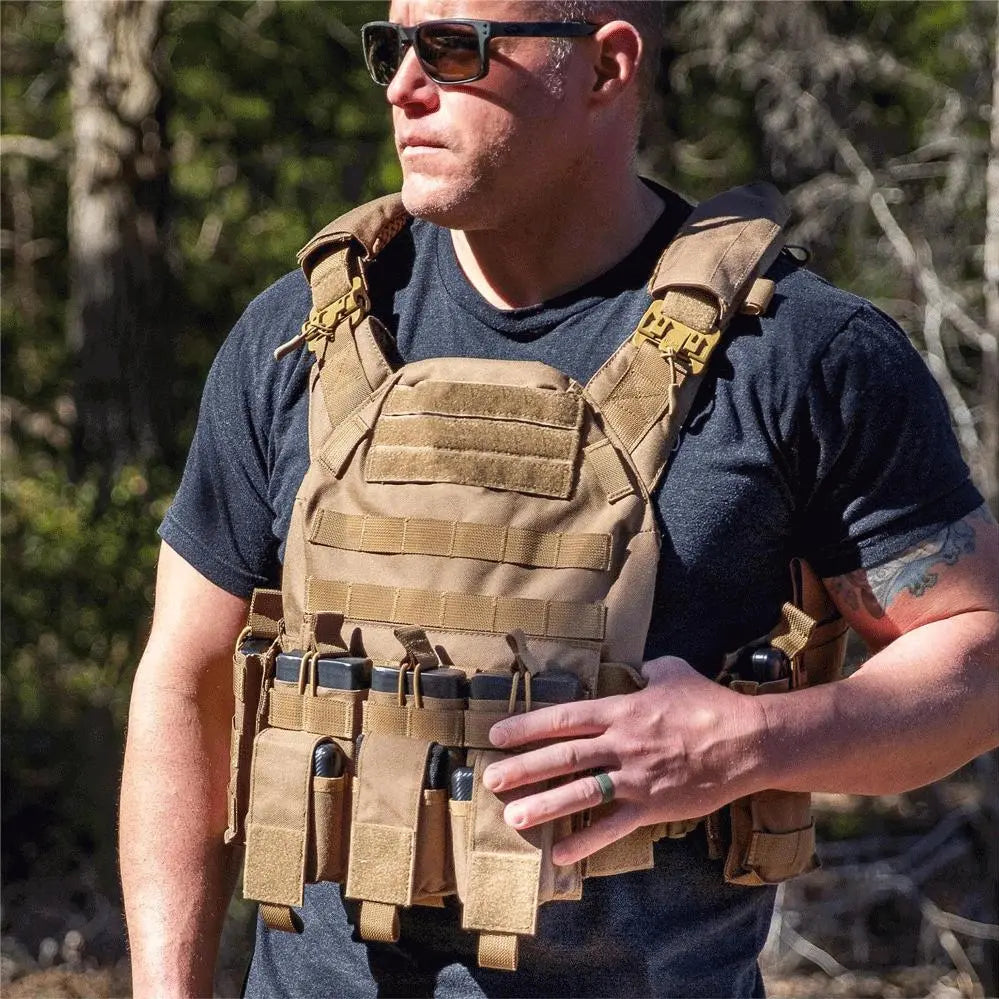 GLORYFIRE Plate Carrier Adjustable Tactical Vest Quick Release Coyote GLORYFIRE®