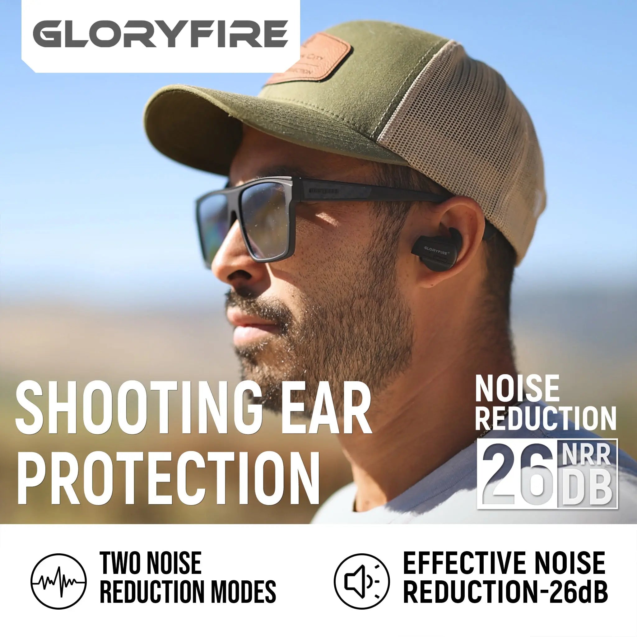 GLORYFIRE Shooting Ear Protection 26dB Noise Reduction Electronic Silencer Earbuds GLORYFIRE®