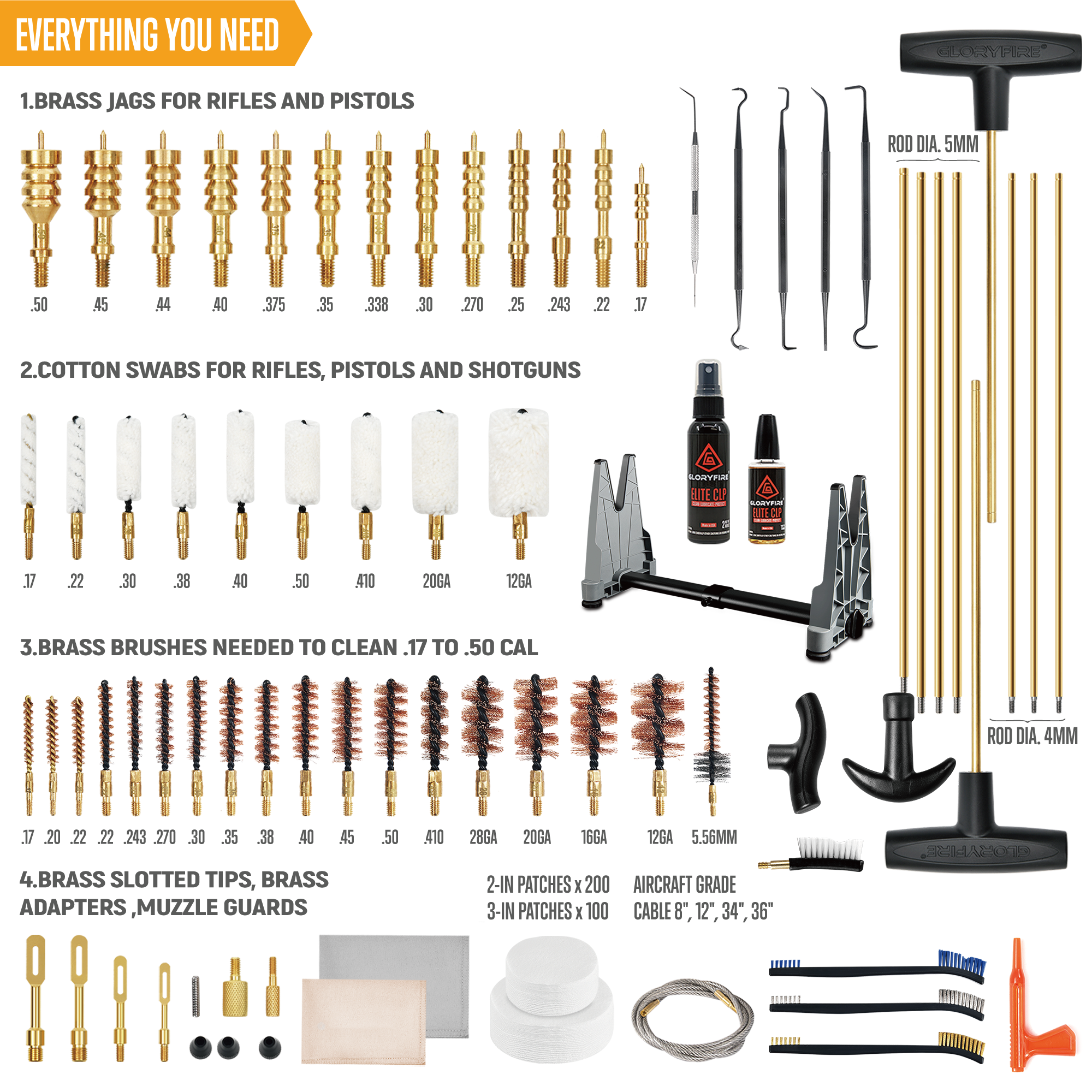 GLORYFIRE Adjustable Stand Deluxe Universal Gun Cleaning Kit GLORYFIRE®