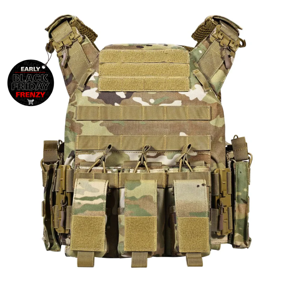 GLORYFIRE Plate Carrier Quick Release Tactical Vest Adjustable Camo GLORYFIRE®