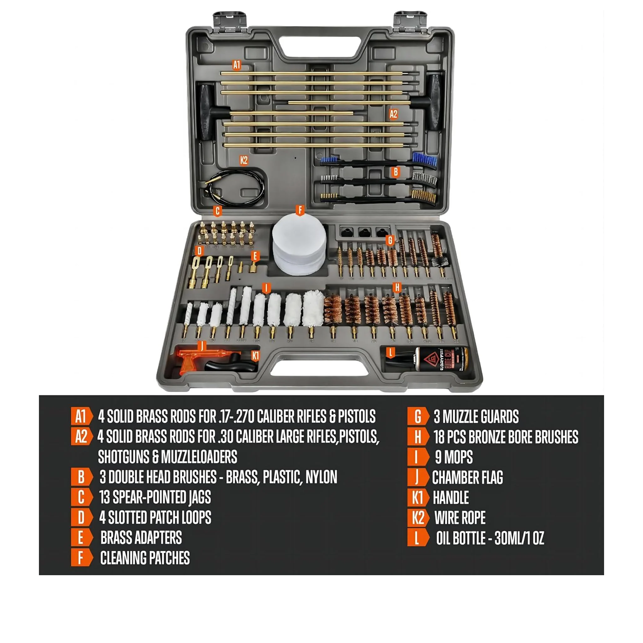 GLORYFIRE Gun Cleaning Kit Universal for All Guns Elite Rifle Shotgun Pistol Cleaning Kit GLORYFIRE®