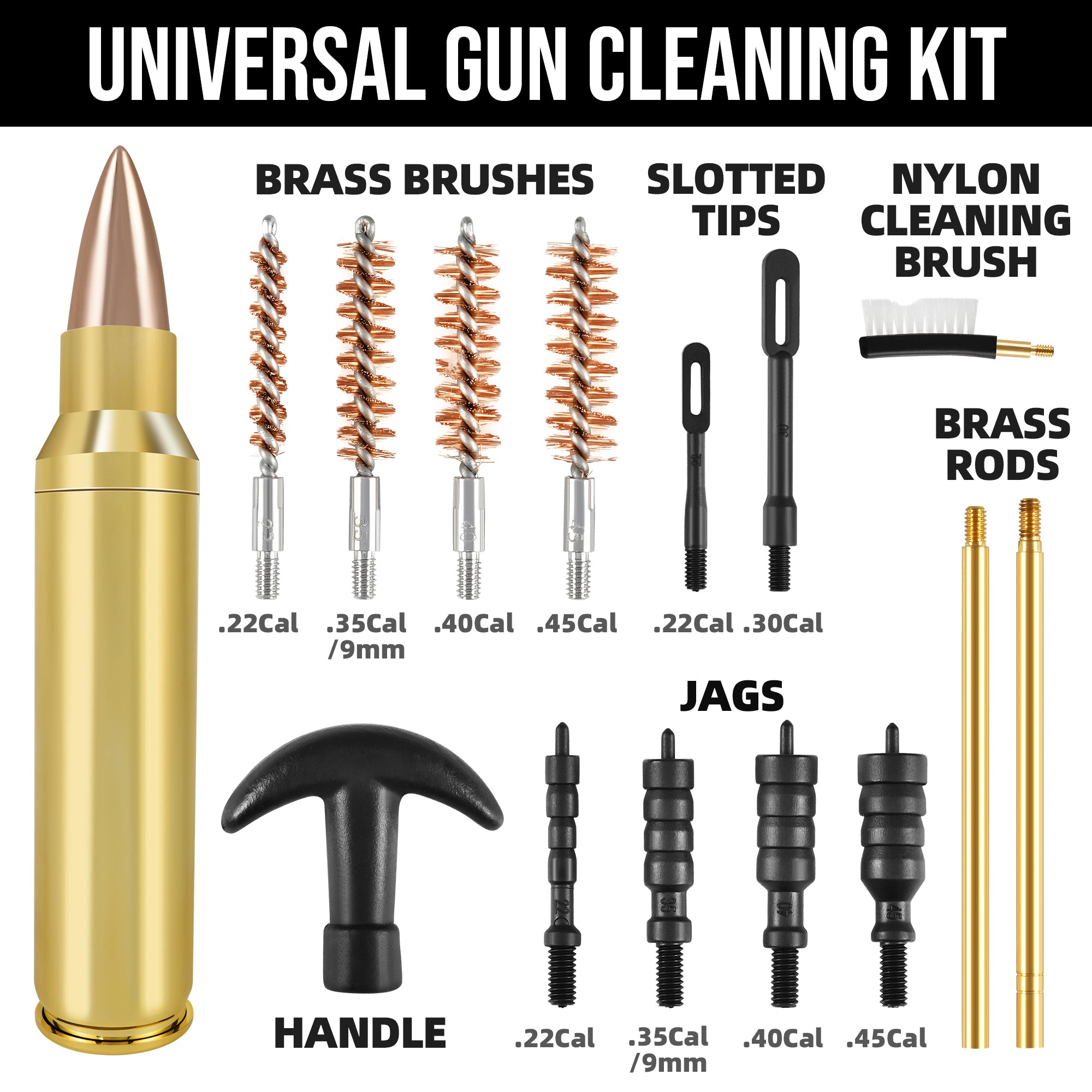 GLORYFIRE Gun Cleaning Kit, Handgun Cleaning Kit for Various Calibers,Brass Brushes and Rods, Pistol Cleaning Kit GLORYFIRE®