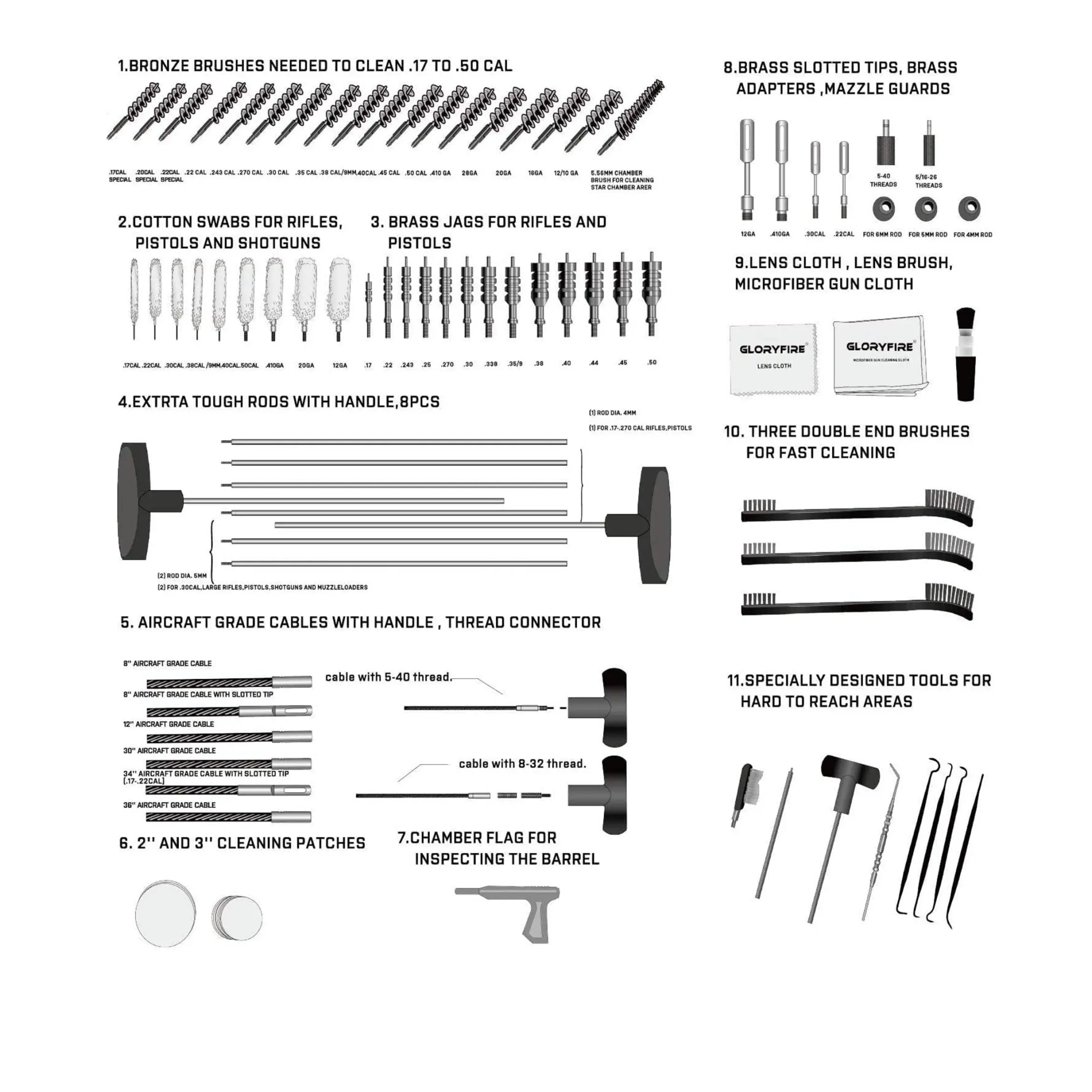 GLORYFIRE Gun Cleaning Kit Universal for All Guns Luxury GLORYFIRE®