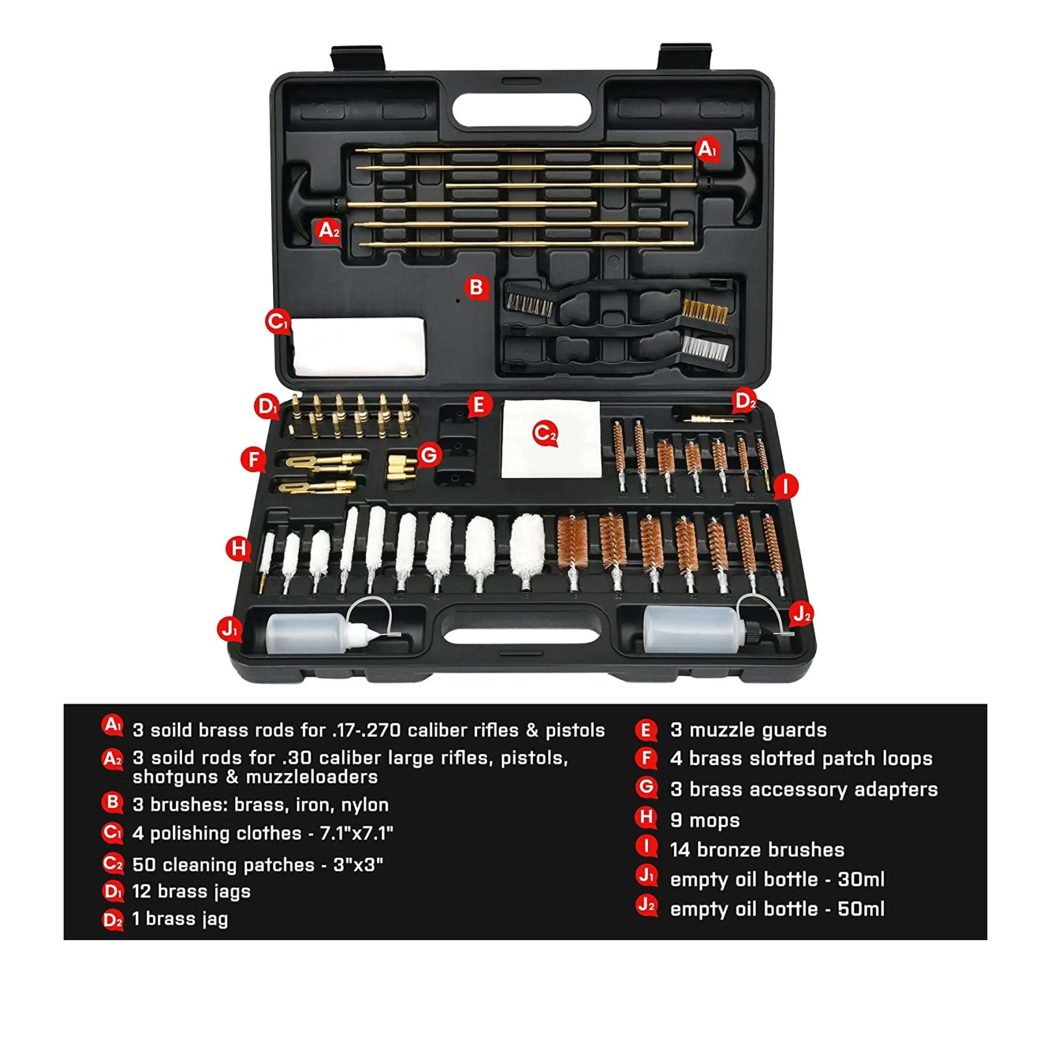 GLORYFIRE Gun Cleaning Kit Universal for All Guns Brass Jags & Loops GLORYFIRE®