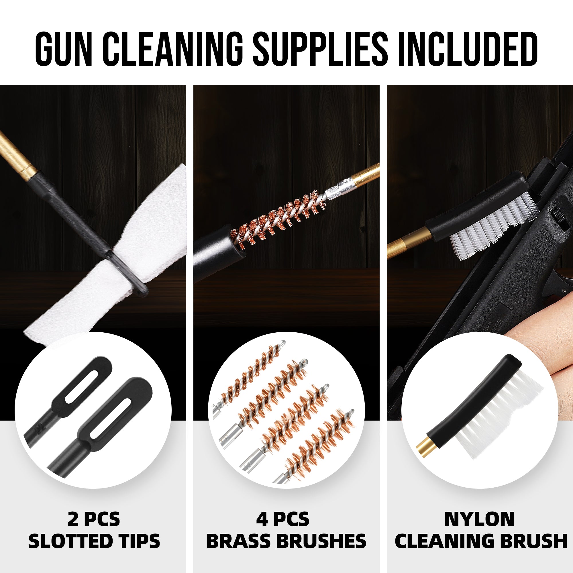 GLORYFIRE Gun Cleaning Kit, Handgun Cleaning Kit for Various Calibers,Brass Brushes and Rods, Pistol Cleaning Kit GLORYFIRE®