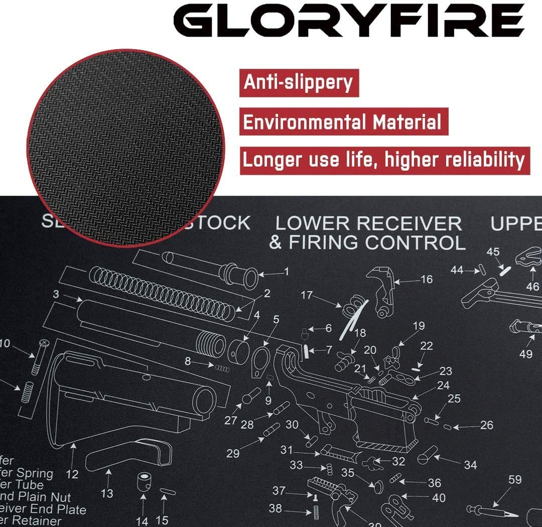 GLORYFIRE Gun Mat Gun Cleaning Mat Double Thickness Cleaning Mat Sized 12"x36" inches for Handgun Shotgun Rifle Cleaning GLORYFIRE®