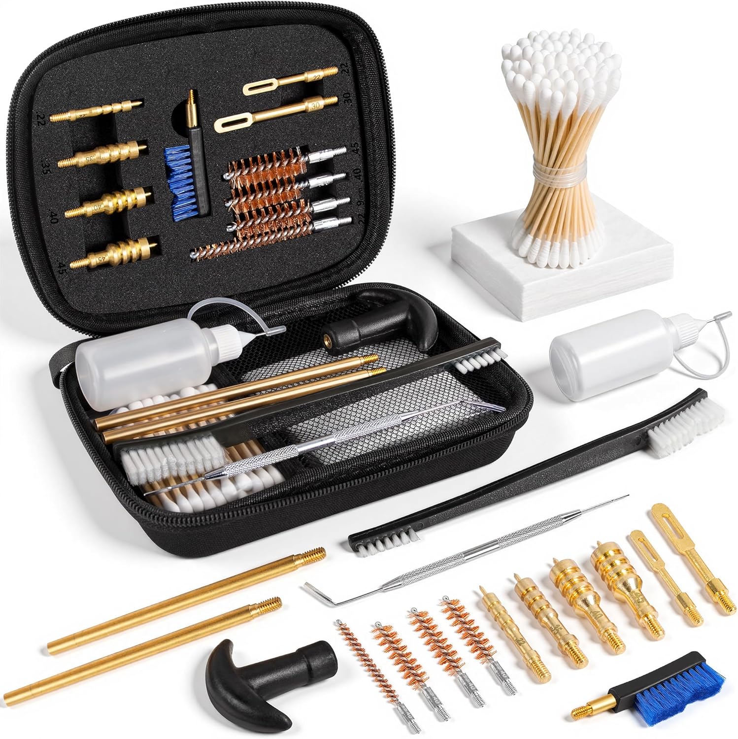 GLORYFIRE Universal Gun Cleaning Kit Fits .22 .357/9mm .38 .40 .45 Cal Handguns & Pistols Compact Carrying Case for Portability Multiple Styles with Brass or Plastic Jags & Tips for Shooting and Range GLORYFIRE®