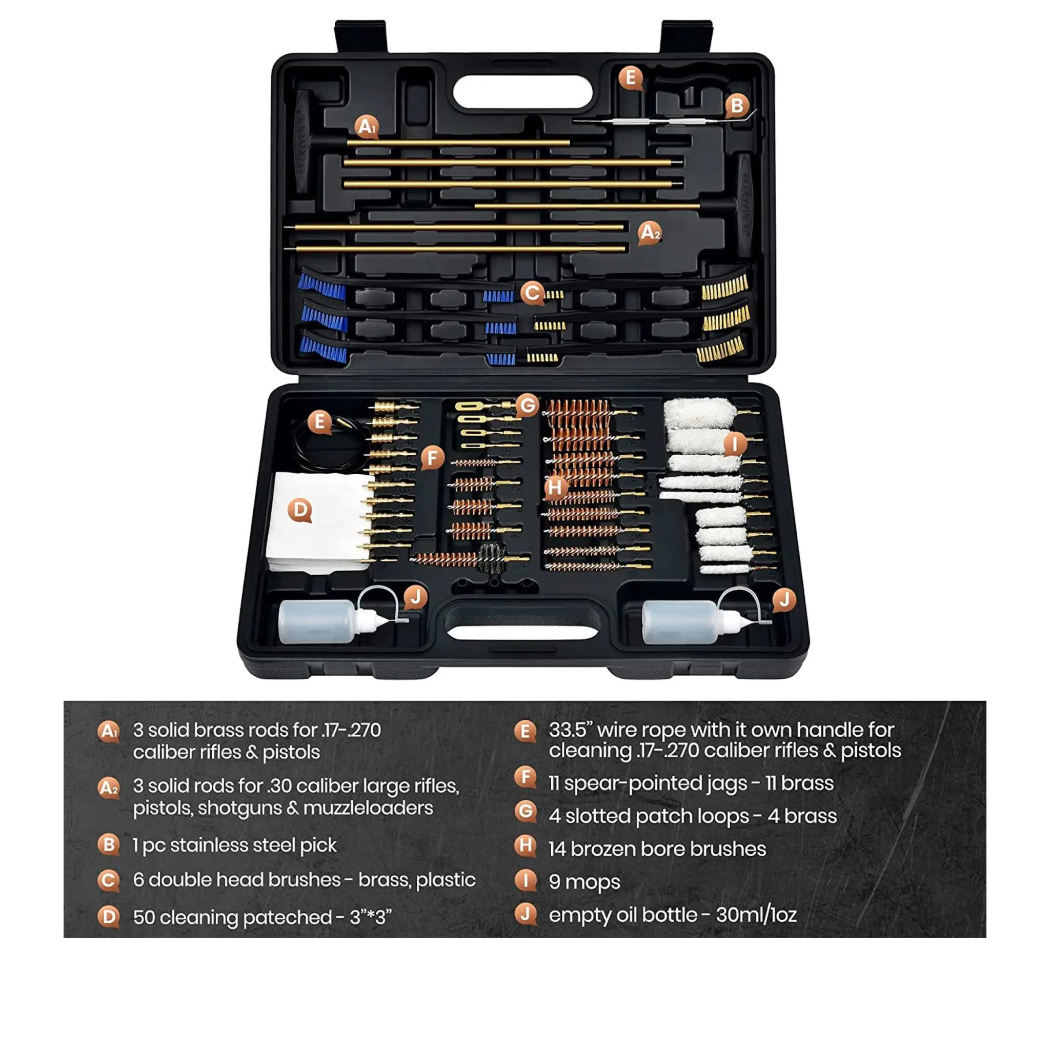 XtremepowerUS 106pc Universal Gun Cleaning Kit Brass Rifle