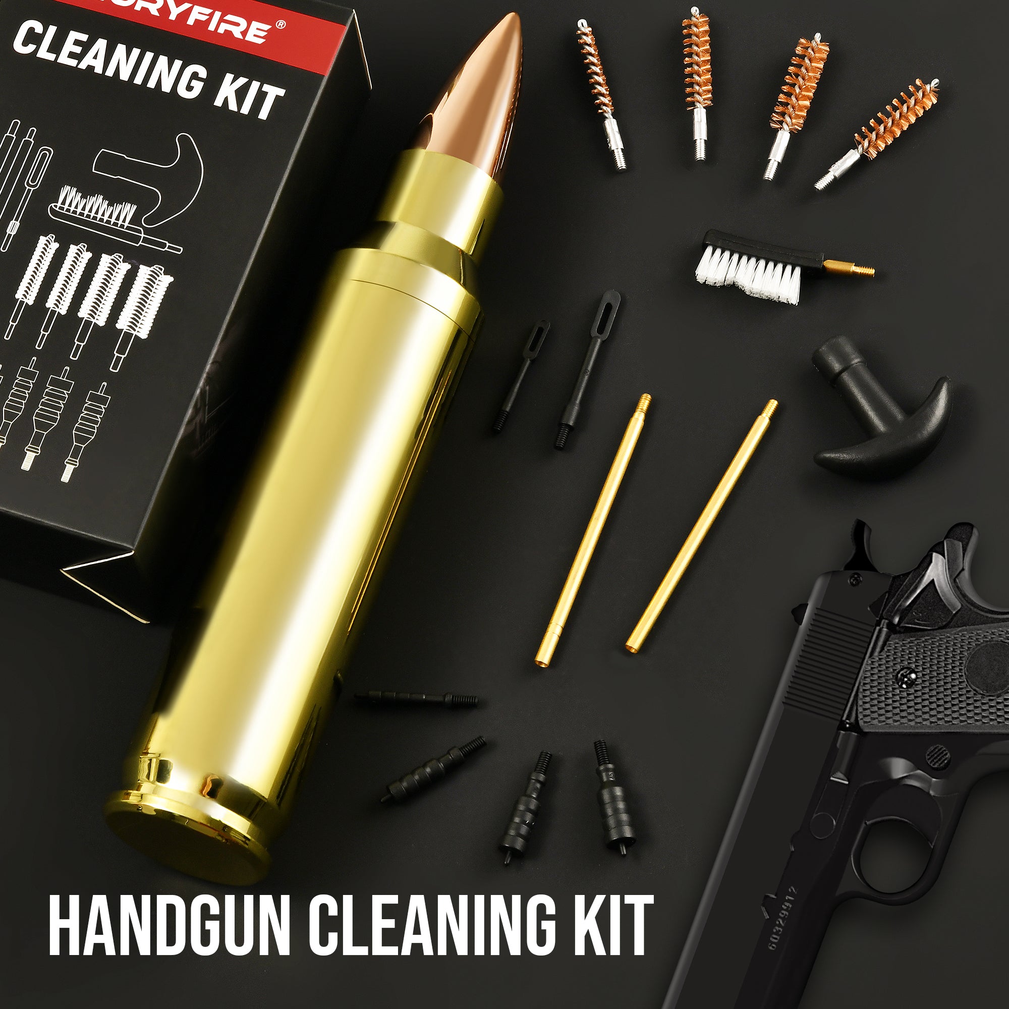 GLORYFIRE Gun Cleaning Kit, Handgun Cleaning Kit for Various Calibers,Brass Brushes and Rods, Pistol Cleaning Kit GLORYFIRE®