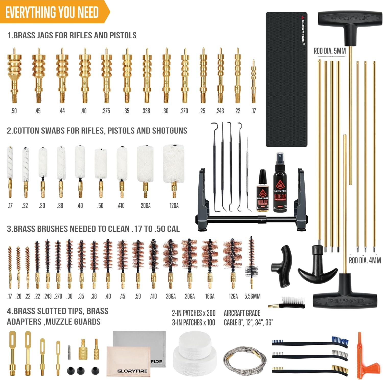 GLORYFIRE Adjustable Stand Deluxe Universal Gun Cleaning Kit - Highly Effective Cleaning Solutions for Hunting and Shooting GLORYFIRE®