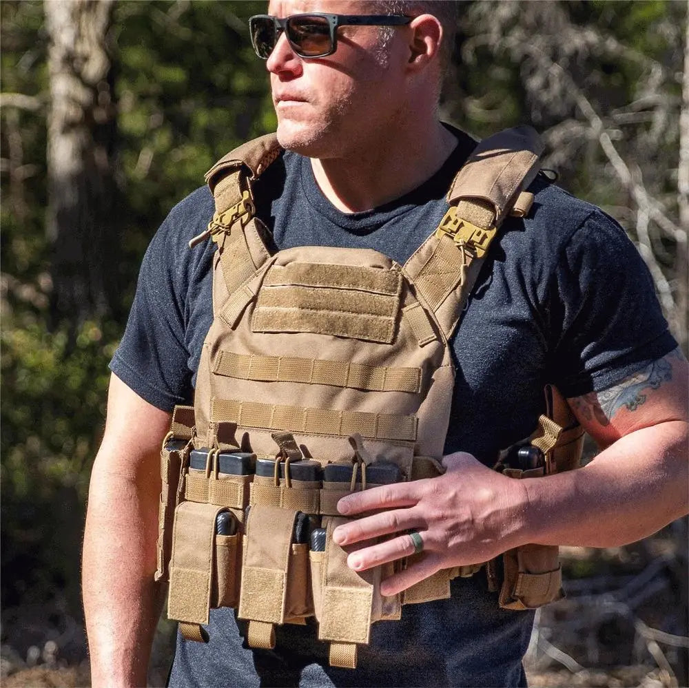 GLORYFIRE Plate Carrier Adjustable Tactical Vest Quick Release Coyote GLORYFIRE®