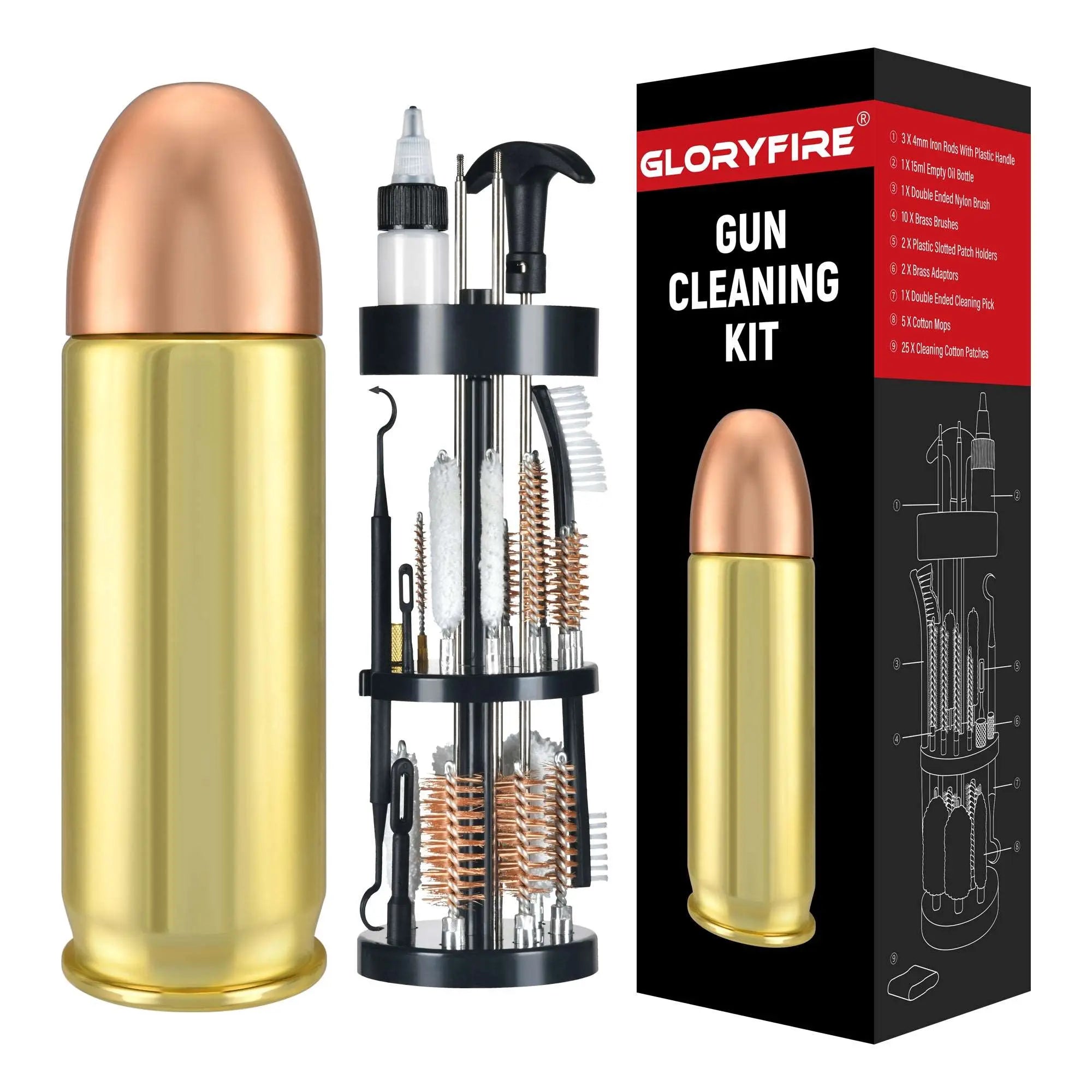 GLORYFIRE Universal Gun Cleaning Kit Gifts for Men Aluminum Case GLORYFIRE®