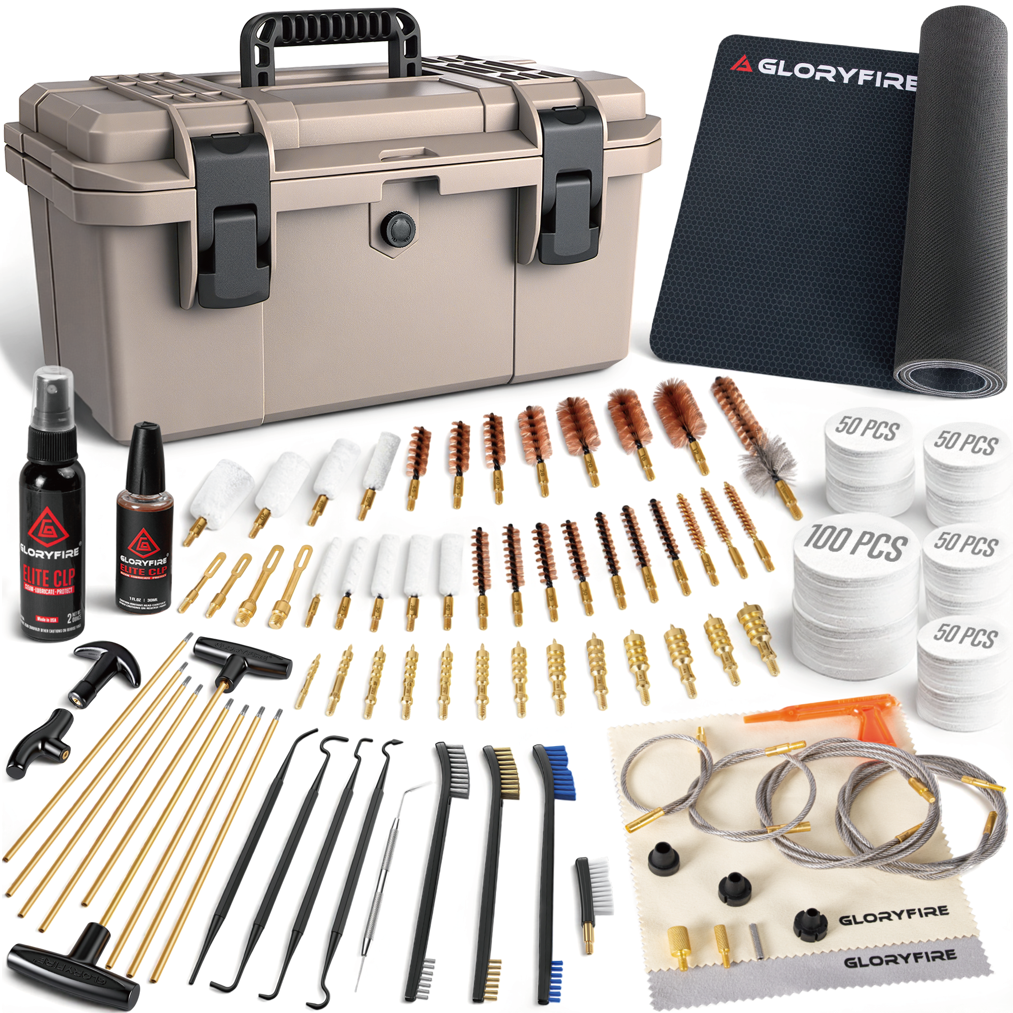 GLORYFIRE Adjustable Stand Deluxe Universal Gun Cleaning Kit - Highly Effective Cleaning Solutions for Hunting and Shooting GLORYFIRE®
