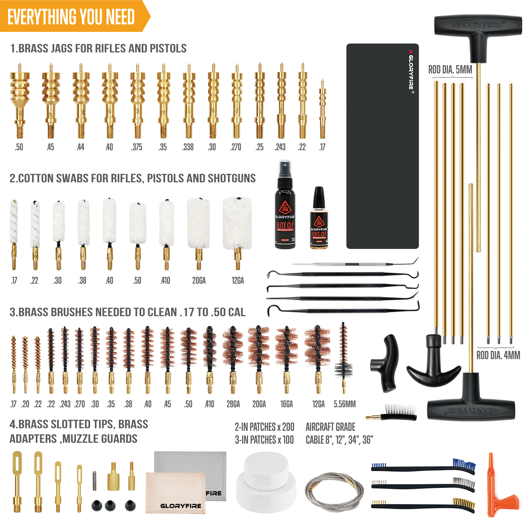 GLORYFIRE Adjustable Stand Deluxe Universal Gun Cleaning Kit - Highly Effective Cleaning Solutions for Hunting and Shooting GLORYFIRE®