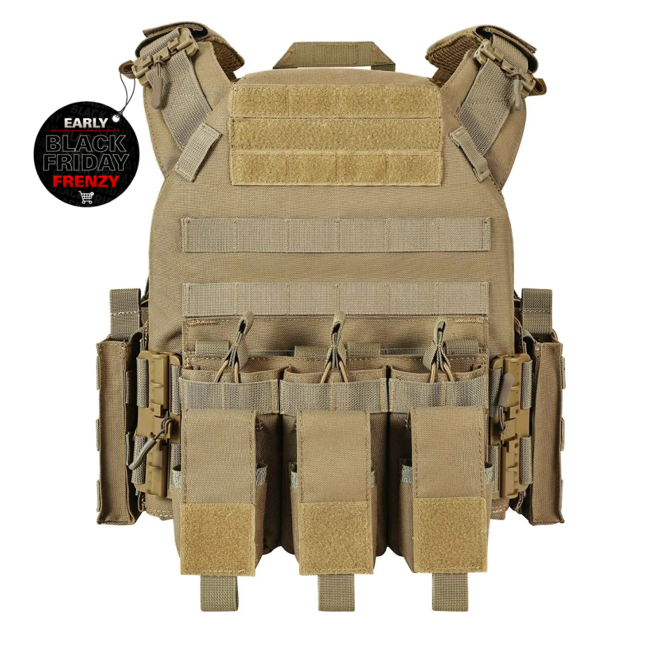 GLORYFIRE Plate Carrier Adjustable Tactical Vest Quick Release Coyote GLORYFIRE®