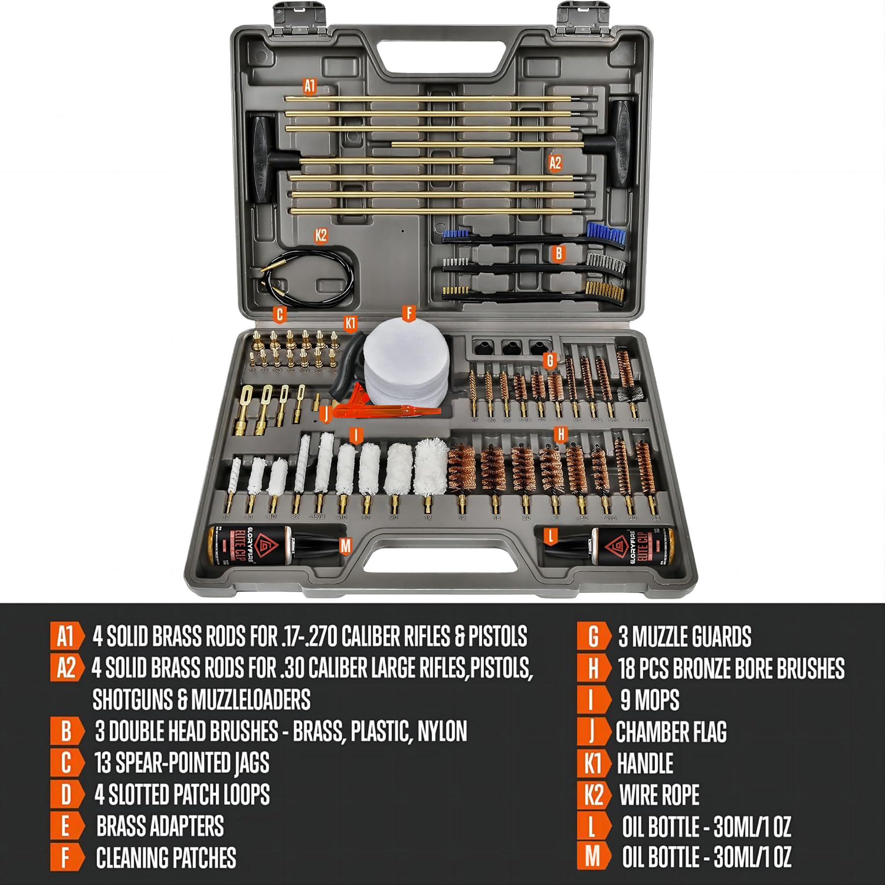 GLORYFIRE Gun Cleaning Kit Universal for All Guns Elite Rifle Shotgun Pistol Cleaning Kit GLORYFIRE®