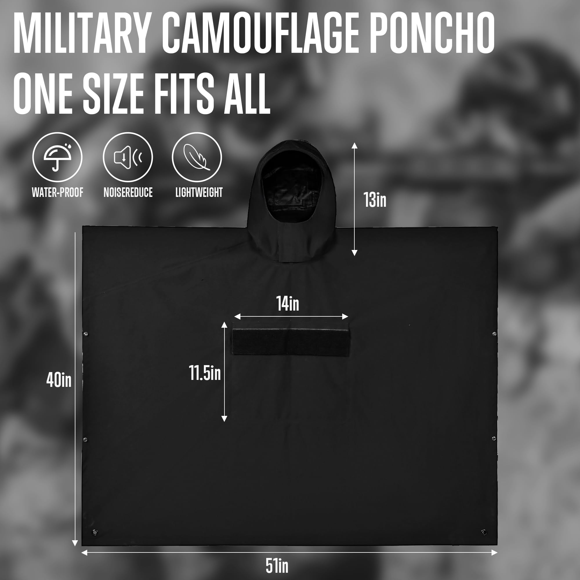 Military Tactical Poncho,Multipurpose Waterproof Military Tent Poncho for Camping Hiking Outdoor Hunting GLORYFIRE®