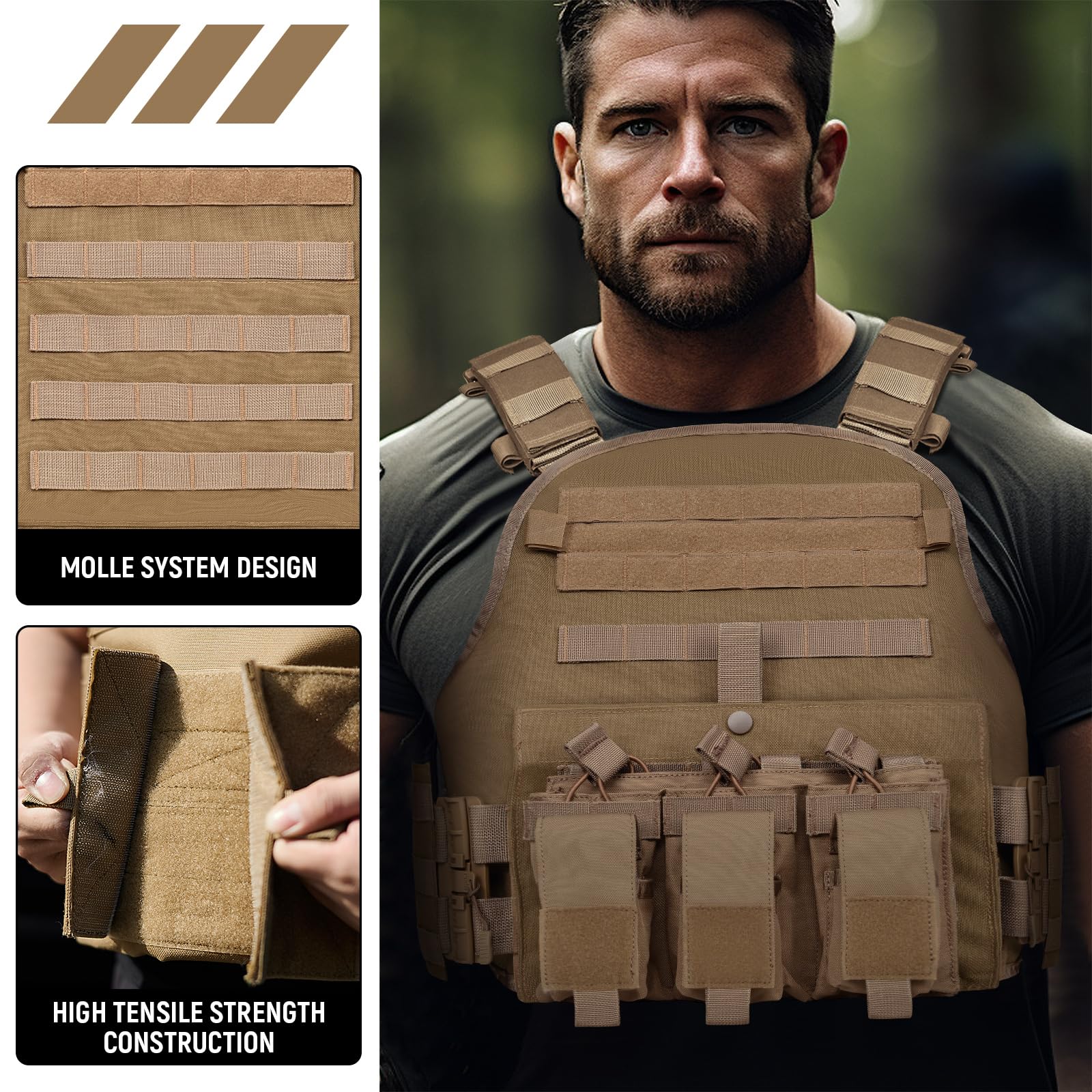 GLORYFIRE Plate Carrier Tactical Vest Quick Lightweight Modular 3D Breathable GLORYFIRE®