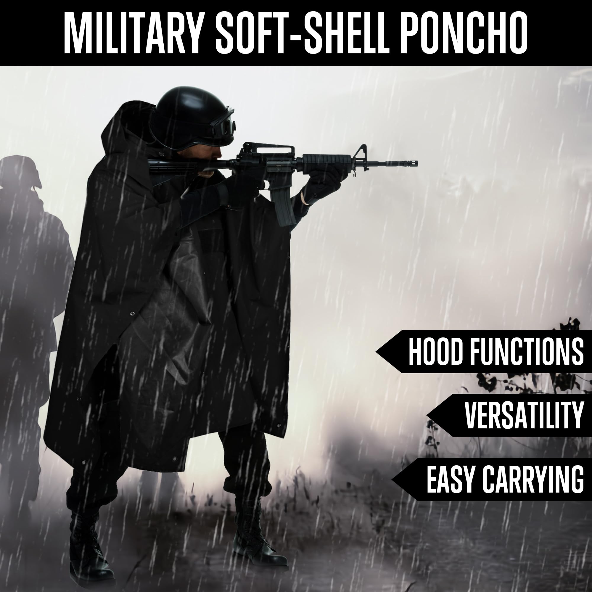 Military Tactical Poncho,Multipurpose Waterproof Military Tent Poncho for Camping Hiking Outdoor Hunting GLORYFIRE®