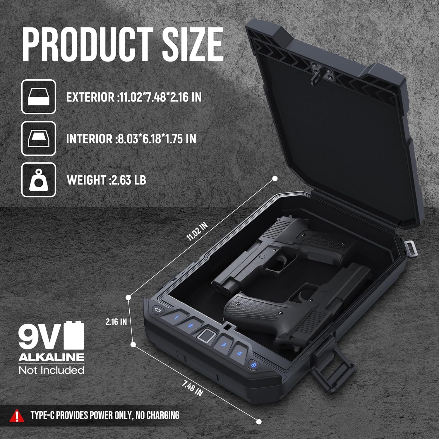 GLORYFIRE Biometric Portable Travel Gun Safe - Fingerprint, Password & Key Access GLORYFIRE®